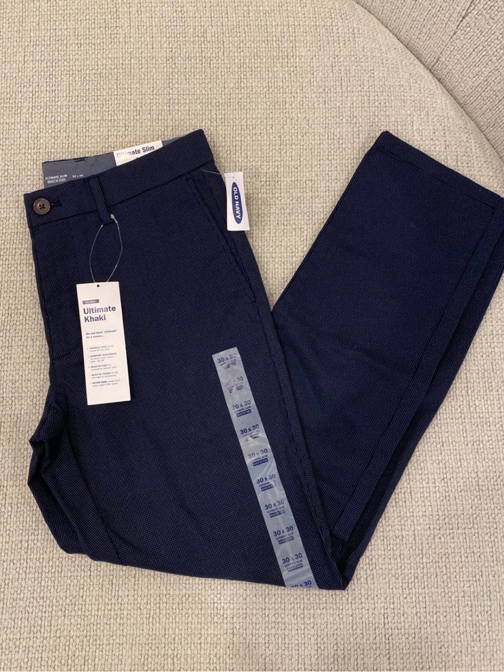 Men’s Ultimate Slim Khaki Navy Pants 30 X 30 NWT by Old Navy